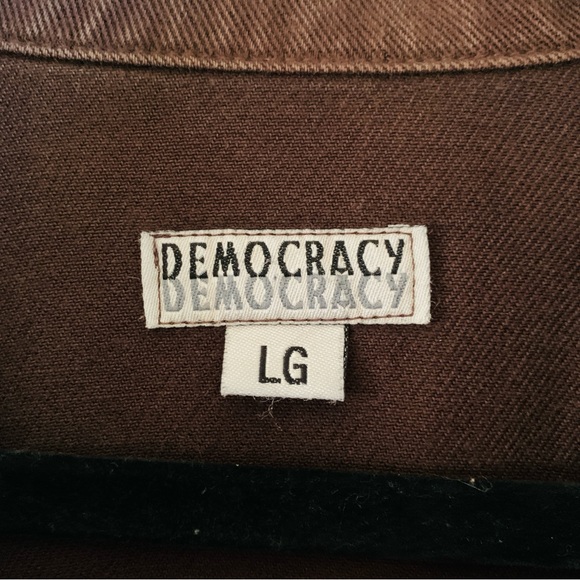 Democracy Chocolate Brown Boxy Oversized Button Up Lightweight Jacket | Large - Picture 3 of 8